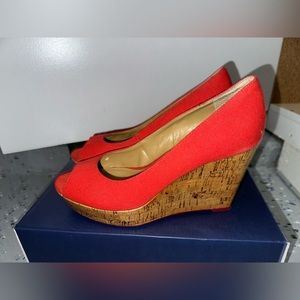 Nine West Red Wedge Heels